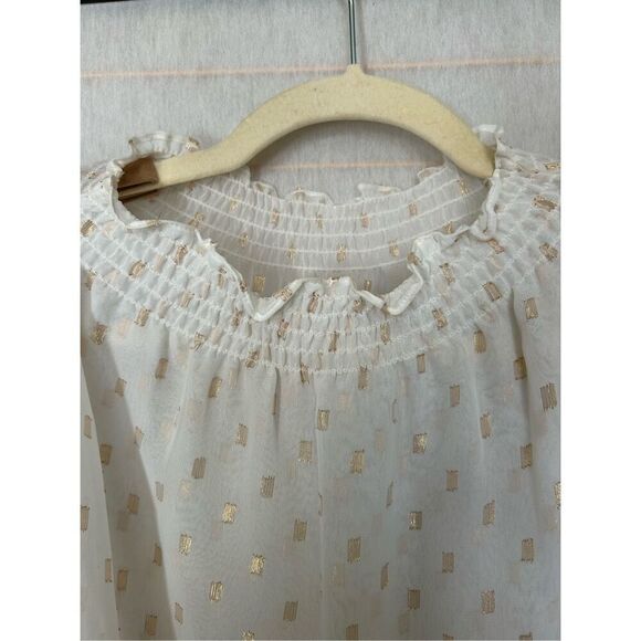 Keepsake the Label White Sheer Blouse with Gold Metallic Accents – Size M - Picture 4 of 10